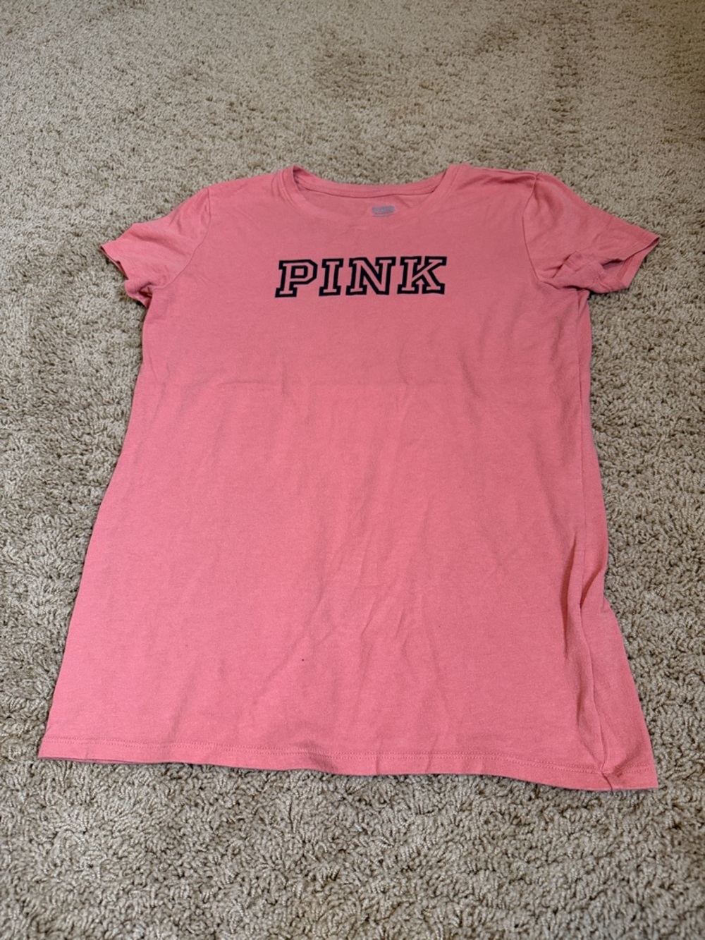 PINK Victoria's Secret Coral-Pink Logo Short Sleeve Tee size xs